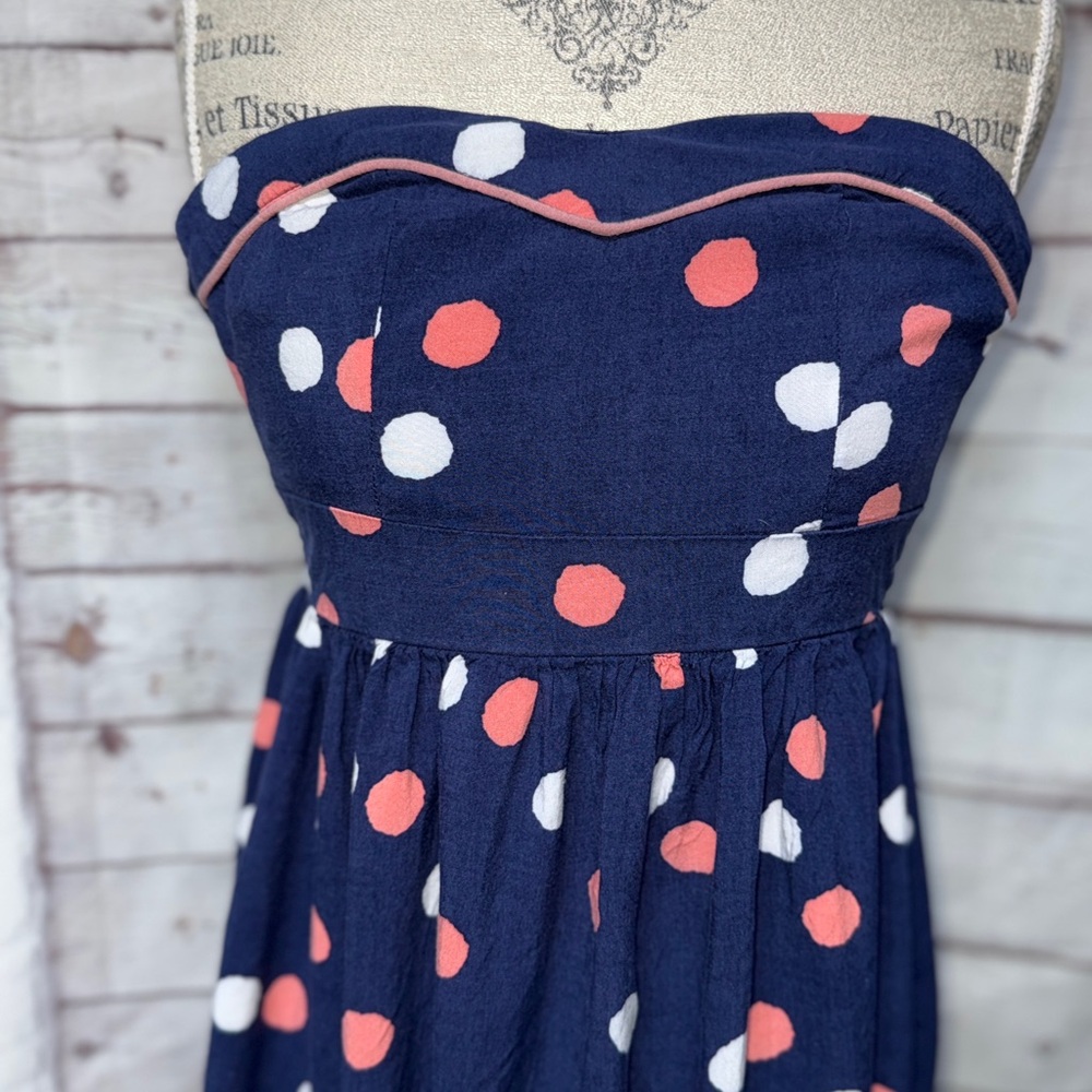 Xhilaration Navy Polka Dot Midi Dress - Picture 2 of 6